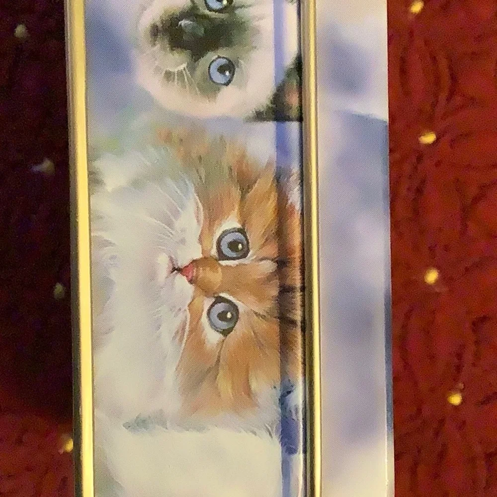 Cat lovers tin, and opal ceramic cat pin with gift bag.